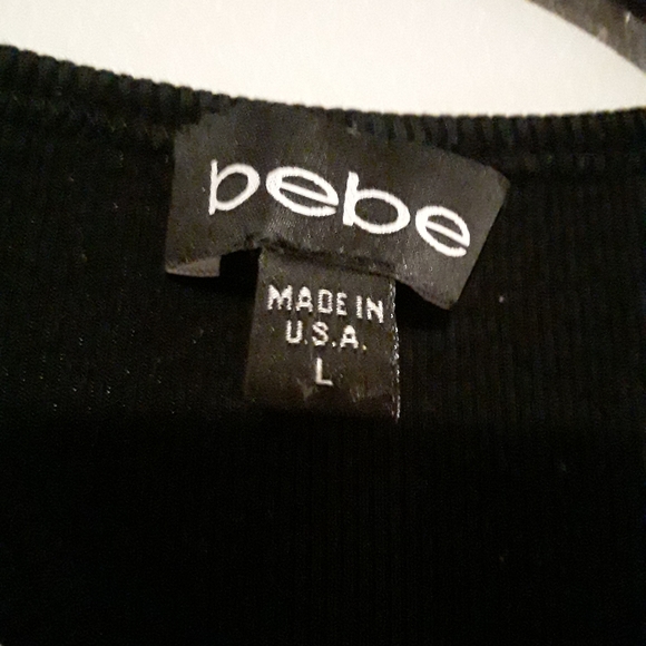 Bebe Womens Large Black Sporty Tank Top "Tough Love Bebe" in Silver Shiny Print - Picture 7 of 8